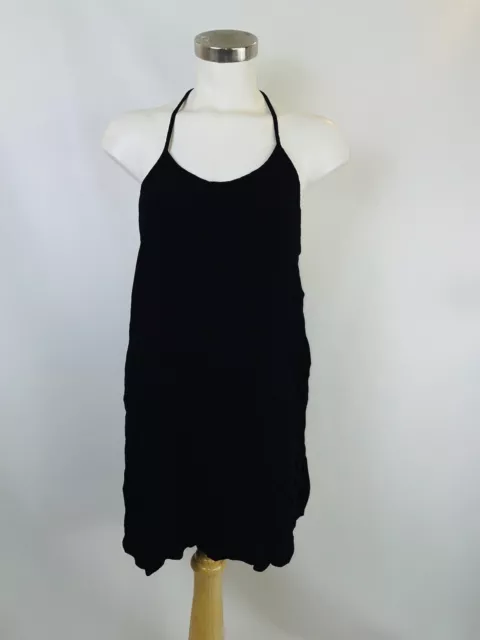 Forever 21 Dress Black Crochet Open Back Sheath Cocktail Mini Pullover Small