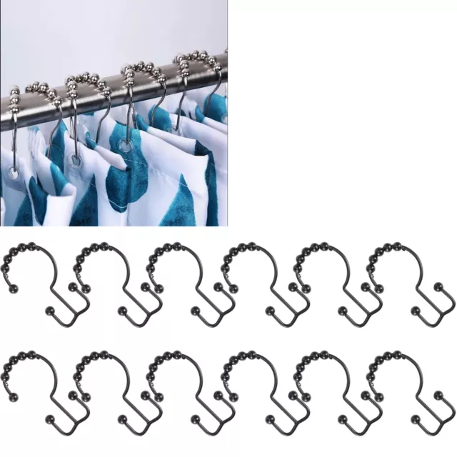 (04)12pcs Curtain Hooks Eight Beads Mountain Hook Shower Curtain Hook