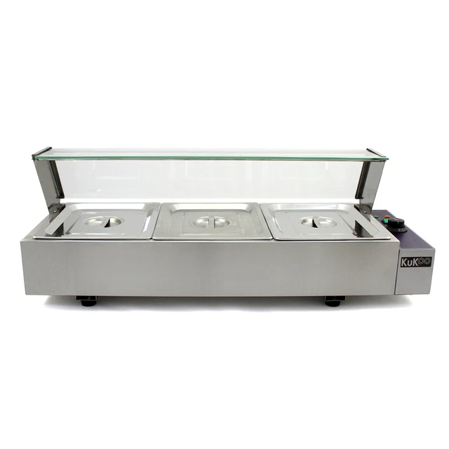 Bain Marie elektrischer Wärmer 3 Pfannentopf gewerbliche Gastronomie Nass Brunnen Lebensmittel Display