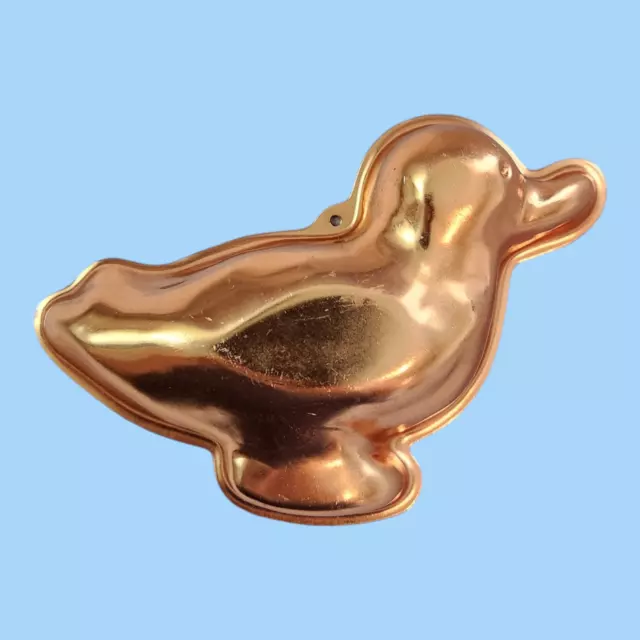 Small Duckling Copper Jello Mold Cake Pan Kitchen Wall Hanging Decor 5" Long