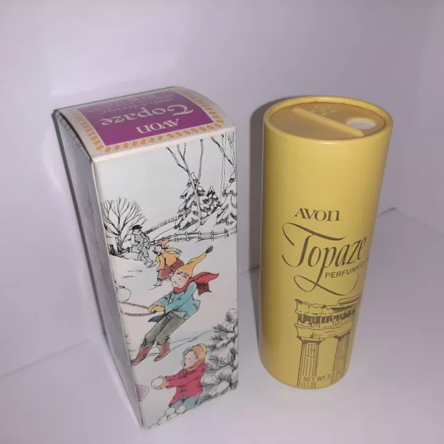 Avon Perfumed Talc Powder TOPAZE 3.5oz Vintage Vanity Collectible
