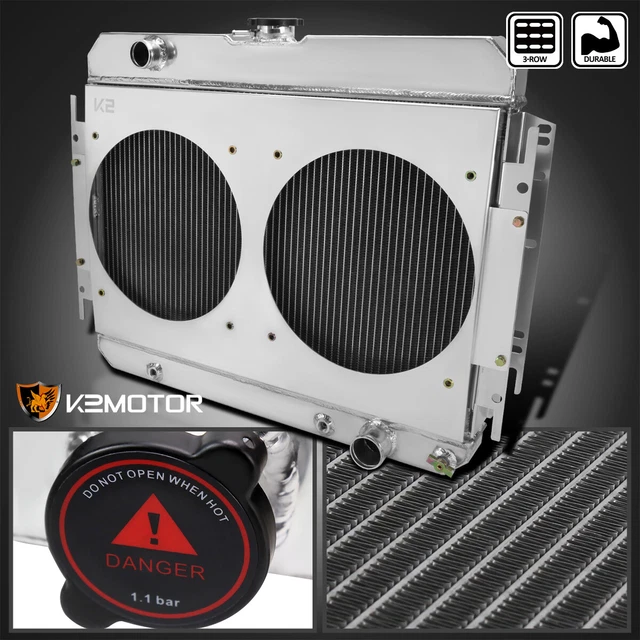 Fits 1963-1965 Chevy Impala Biscayne 3 Row Radiator+Dual Fan Shroud Design