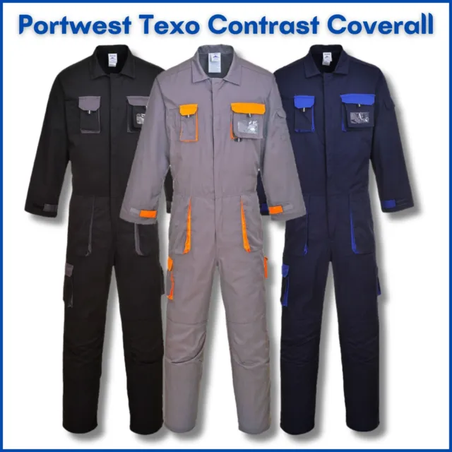 PORTWEST Texo Contrast Work Coverall Overall Knee PadBoilersuit TX15