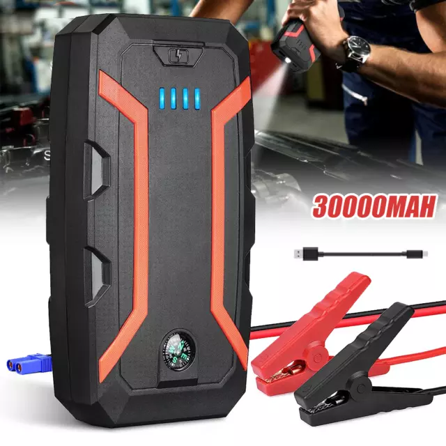 30000mah Car Jump Starter Pack 12V Booster Power Bank USB Battery Charger 2024