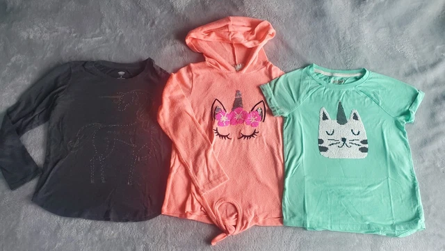 Lot Of 3 Girls Unicorn Shirts, Size 7/8, Sequins