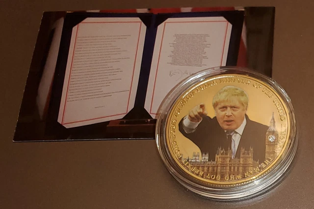 BORIS JOHNSON Brexit Gold Coin Houses of Parliament London Europe Liz Truss UK 3