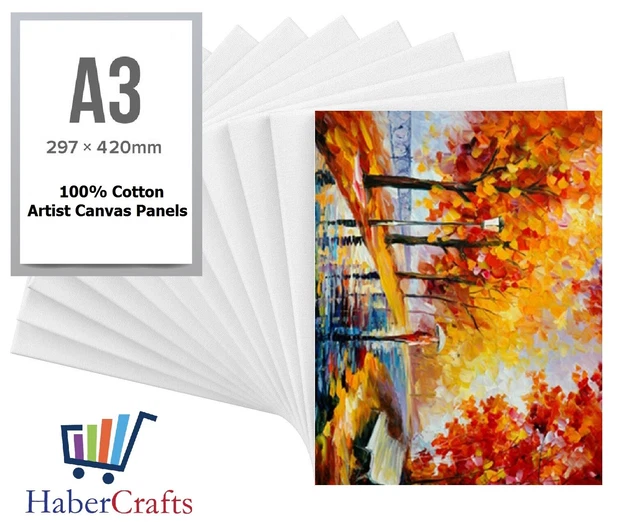 A3 ARTIST CANVAS Boards Primed Panel Acrylic Oil Painting 100% Cotton £ ...