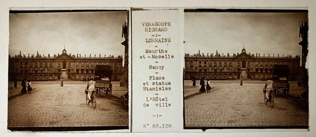 NANCY PLACE HOTEL DE VILLE GLASS PLATE 45x107 STEREOSCOPIC VERASCOPE RICHARD