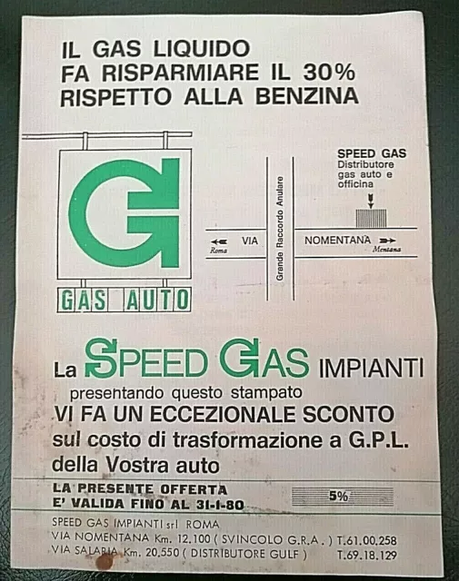 1979 VINTAGE TRASFORMAZIONE a GPL SPEEDGAS ROMA DEPLIANT BROCHURE PUBBLICITARIA