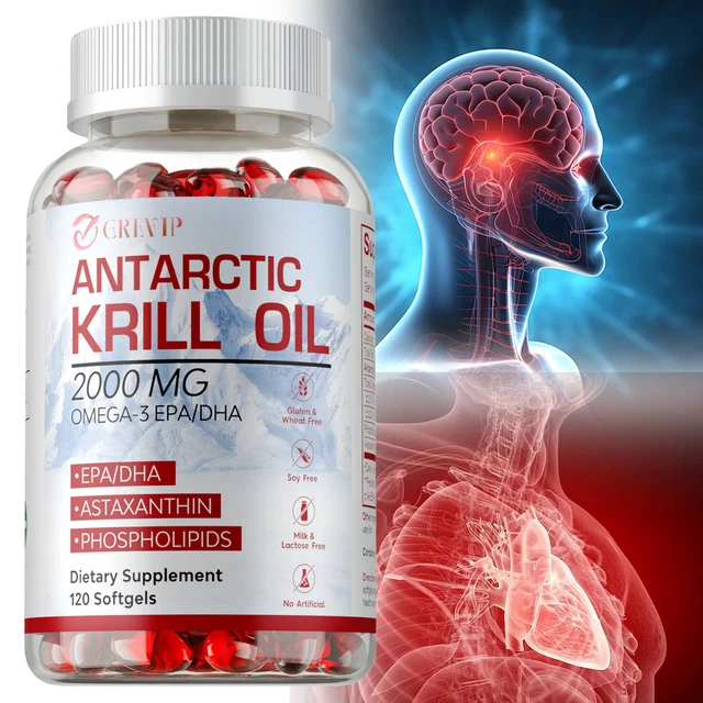 Huile De Krill Antarctique 3000mg - 120 Capsules Oméga-3 EPA/DHA/Astaxanthine, Coolkin, Neuf
