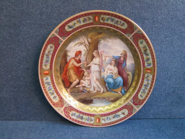 Royal Vienna Porcelain Plate Nice Quality "Uhrteil Des Paris" Big Size 1850-1890