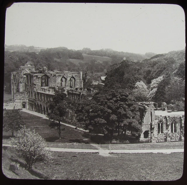 JV Glass Magic Lantern Slide FURNESS ABBEY C1890 OLD VICTORIAN PHOTO CUMBRIA