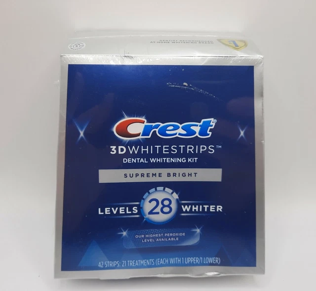 CREST 3D WHITESTRIPS DENTAL WHITENING KIT. SUPREME BRIGHT. 42 STRIPS