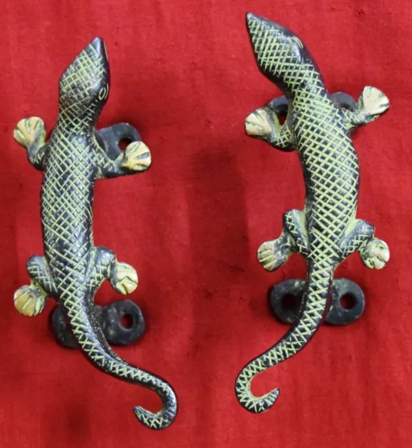 Vintage Style Brass Monitor Lizard Shape Door Handle Restaurant Home Decor RD07