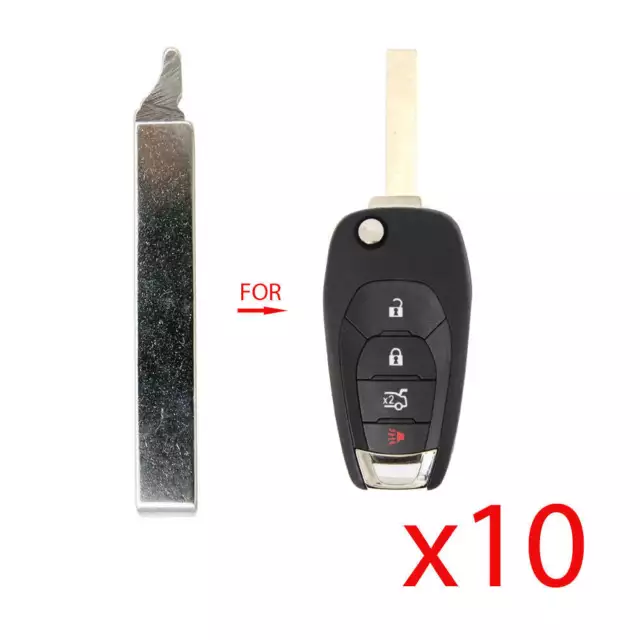 Uncut Remote Flip Key Blade Insert Key Replacement for Chevrolet Cruze (10 Pack)