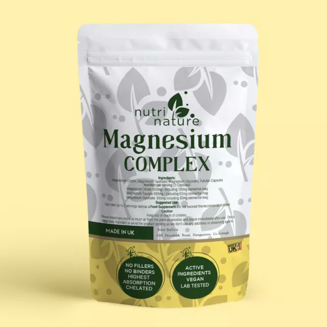 Magnesium Complex Triple, Chelated Taurate Citrate Glycinate Nutri Nature