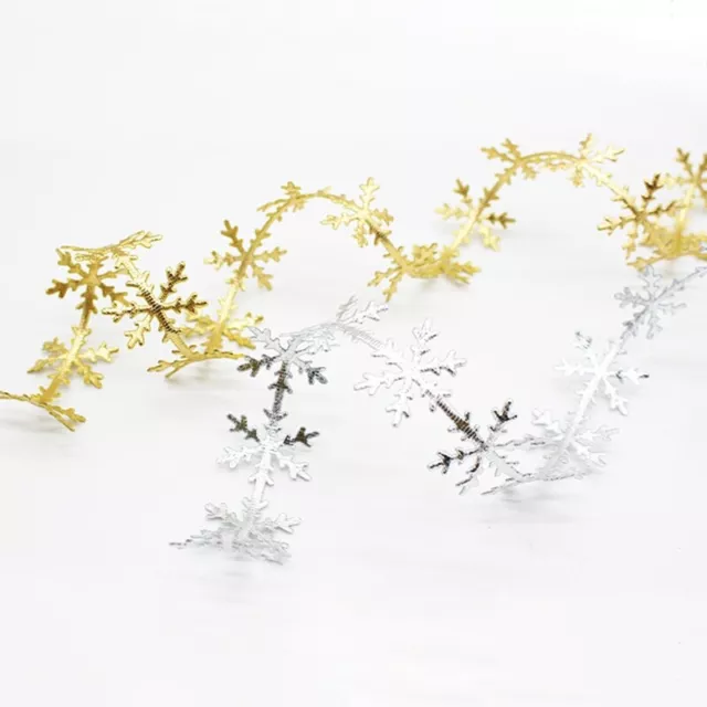 Glitter Snowflake Ribbon White Christmas Ribbon Lace Trim for Festive Event Deco
