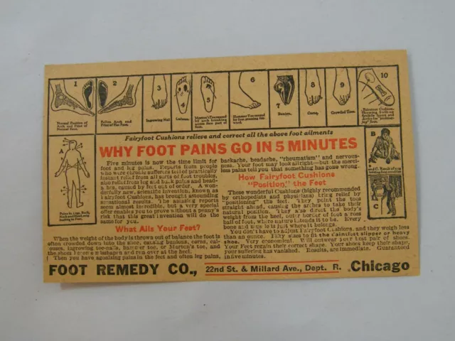Vintage Advertising Post Card Foot Remedy Co Fairyfoot Cushions Unused