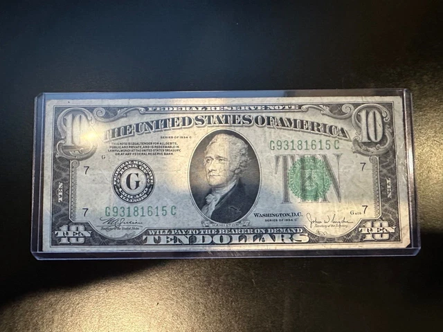 1934 Series C Green Seal Chicago 10 Ten FRN Dollar