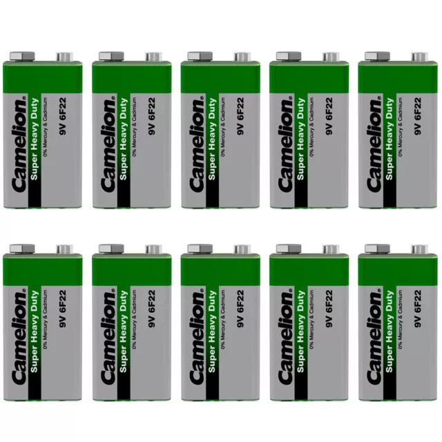 10x Camelion Super Heavy Duty Batterie 9V E-Block 9 Volt 6F22 Rauchmelder