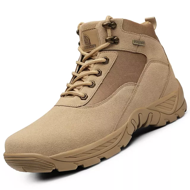 MEN'S LEATHER WALKING Hiking Tactical Boots Outdoor Trek Army Shoes UK ...