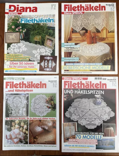 Vintage 4 Zeitschriften Diana Special Filethäkeln und Häkelspitzen