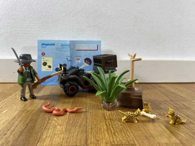 Playmobil WILD LIFE 6939, Wilderer mit fahrendem Quad, Leopardenbabys & Schlange
