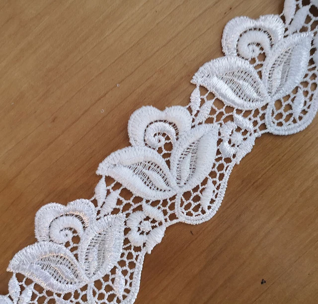 5 Yards 2.5" Wide Rayon Venise Vintage Flower  Lace Trims White 1196