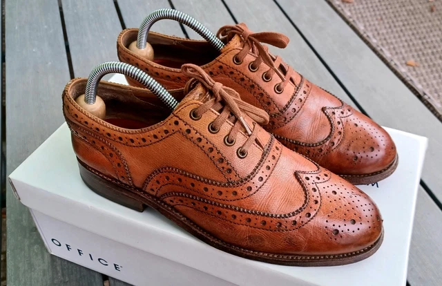 MENS GRENSON OXFORD Wingtip Tan Brogue Shoes Retro Vintage Uk 7 29.95 PicClick UK