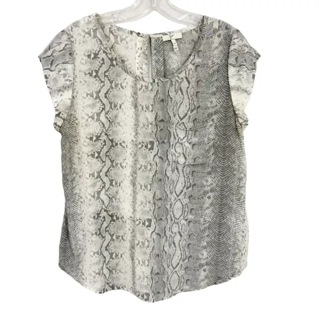 Joie Rancher Irregular Snake Silk Print Top in Gray - Size Medium