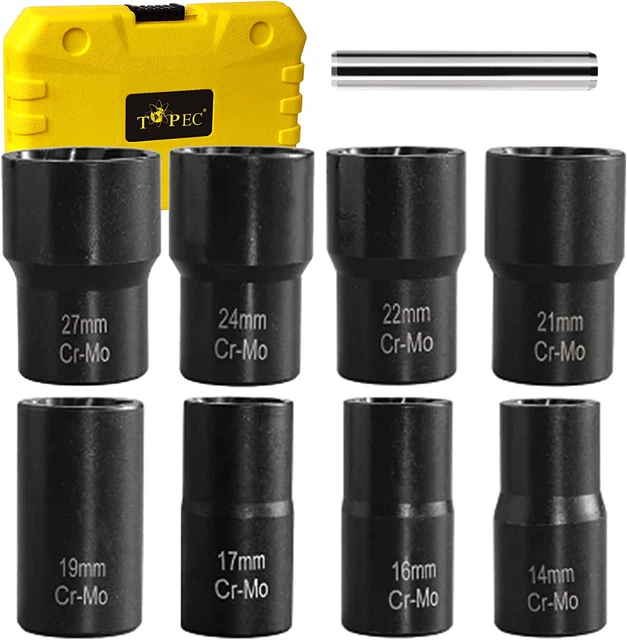 TOPEC 9PCS Bolt Nut Extractor Set, Lug Nut Remover Socket Tool, 1/2″ Drive Impac