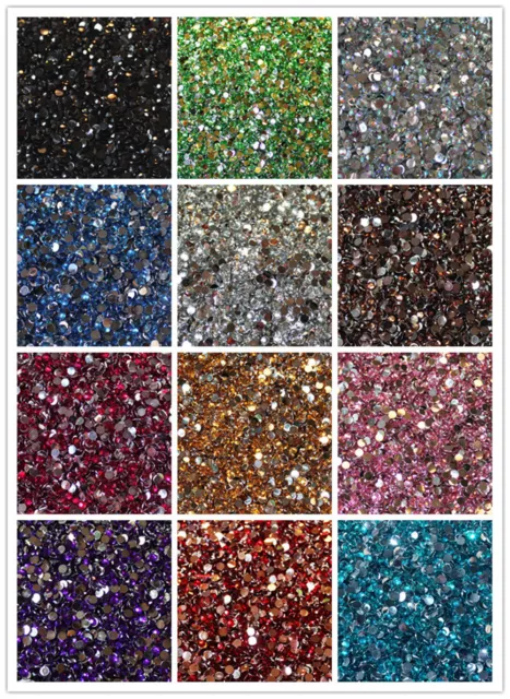 Crystal Flat Back Acrylic Rhinestones Gems 15 colors 2mm, 3mm, 4mm, 5mm 6mm