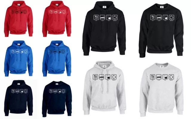 Eat Sleep Pesce Ripetere Felpa Maglione Divertente Pescatore Regalo Umoristica (