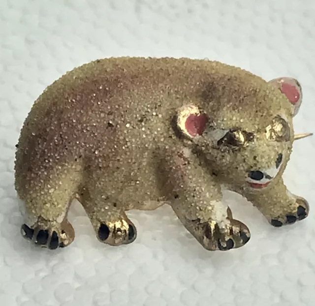 Polar Bear Vintage Pin Brooch Made in Korea Gold Tome Enamel Metal