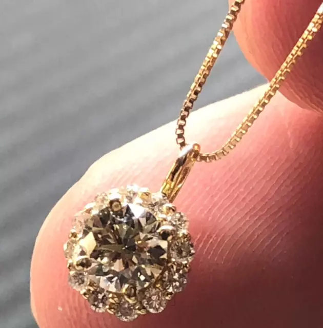 K18 Main 0,358ct Sub 0,14ct natürliche Diamant Gold Halskette Japan gebraucht