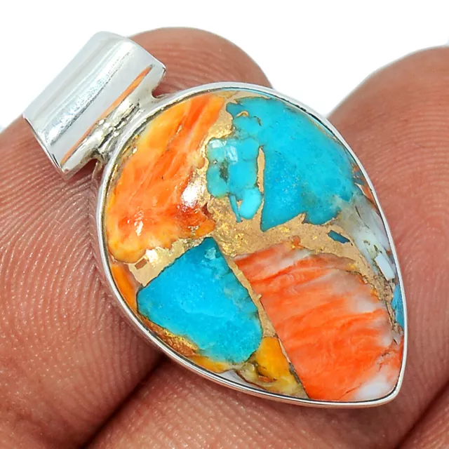 Composite Spiny Oyster Arizona Turquoise 925 Silver Pendant CP15514