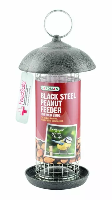 Black Steel Heavy Duty Peanut Feeder Easy Fill, Clean Feeder Gardman