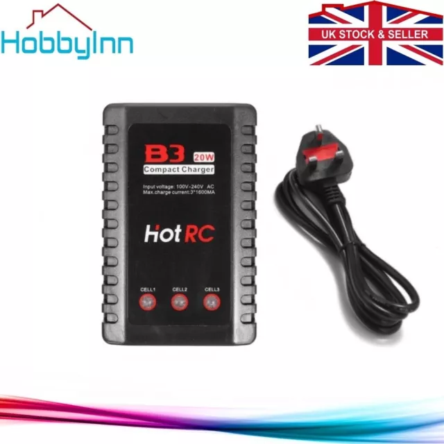 HotRC B3 2S 3S Lipo Battery Charger 20W 7.4V 11.1V Balance Charging B6AC UK Plug