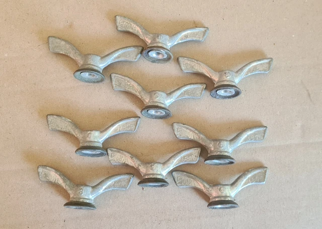 Lot De 10 écrous Papillon Vintage - Diamètre 8 - Neufs Sous Emballage