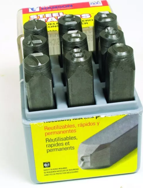 New Ch Hanson 20581 Usa Made Quality 1/4" Steel Number Stamp Marking Set 5499405