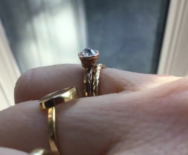 Diana Porter 9ct gold Salt Pepper diamond solitaire ring size K half 😍9k 375