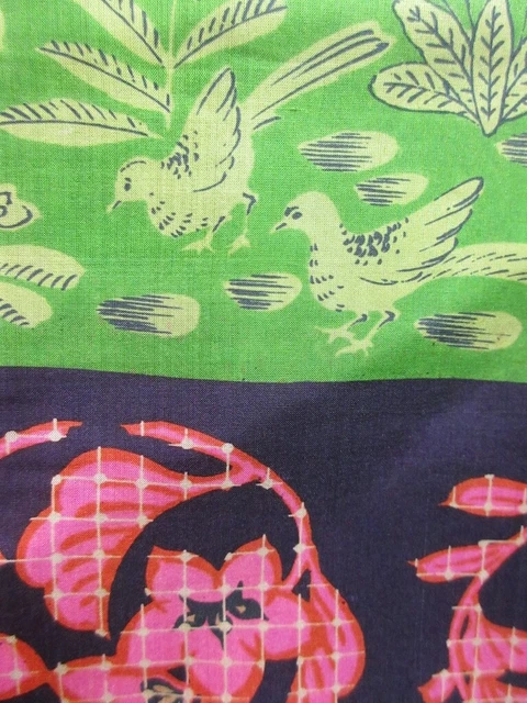 7455 Silk Vintage Japanese Kimono Haori Jacket Meisen Art nouveau Kiku Long