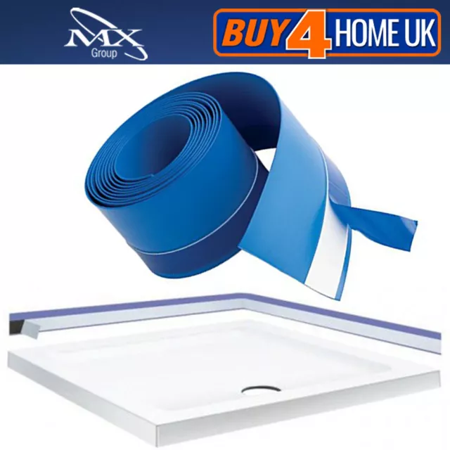 MX 3.8m Flexi Seal Strip - Waterproof Tape for Shower Tray & Bath Blue Upstand