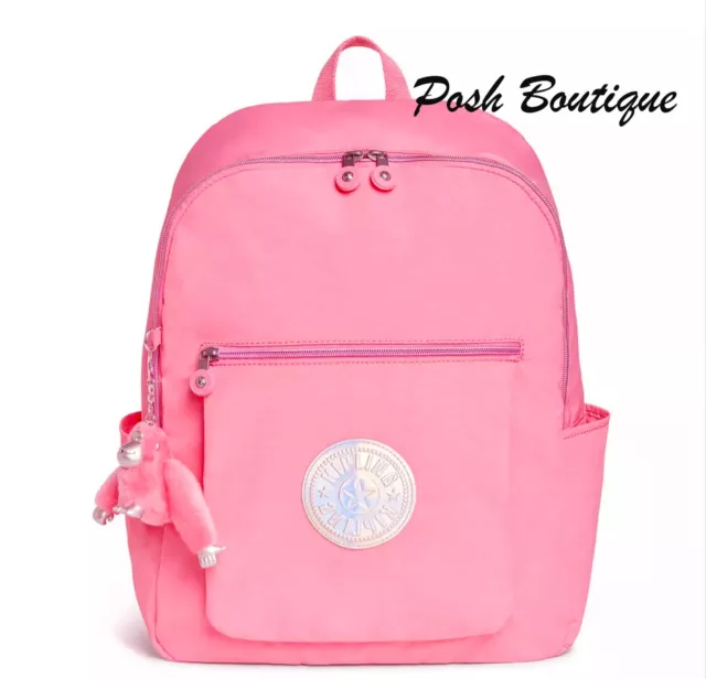 $119 Kipling Chuwy Backpack Carry-On Cool Pink Gray Hologram Tote Laptop Bag NWT