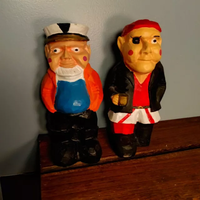 Hand Carved Wooden Pirate & Sea Captain Figurines, Coin Banks, Nautical