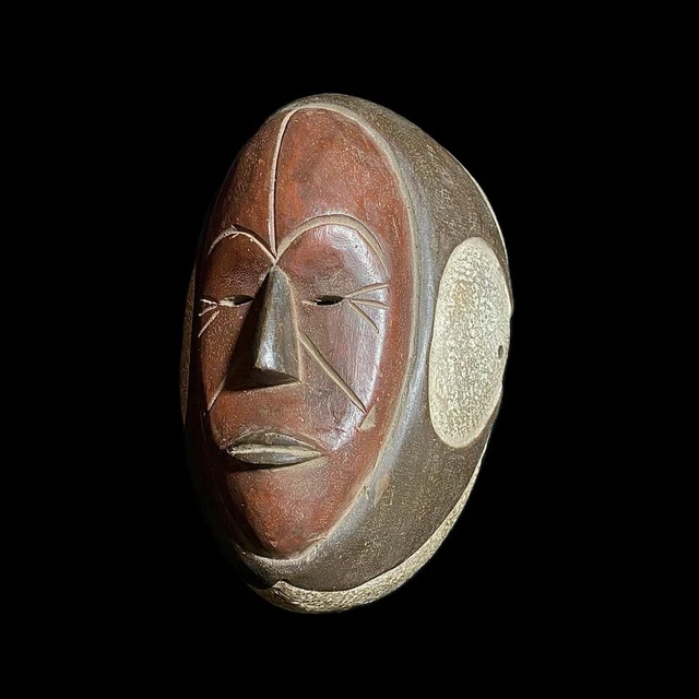 African Mask Tribal Face Wood Hand Carved Vintage Wall Hanging Lega Mask-8231