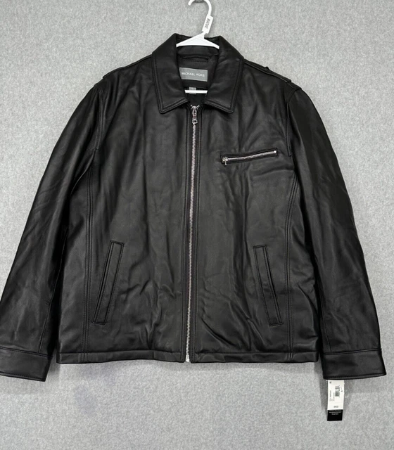 MICHAEL KORS LEATHER Jacket Mens Large James Dean Motorcycle Black NWT FLAW 595 104.99 PicClick