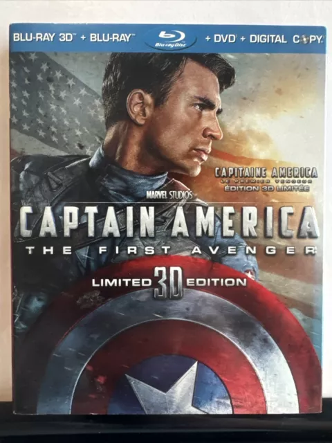Captain America: The First Avenger (3D/Blu-Ray/DVD) EX+ Shape, W/ Slipcover!