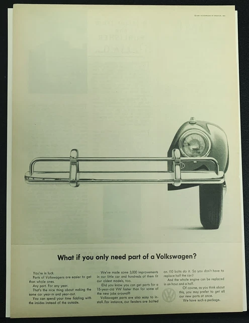 1962 Volkswagen Advertisement Ad Original Vintage Beetle Classic Car