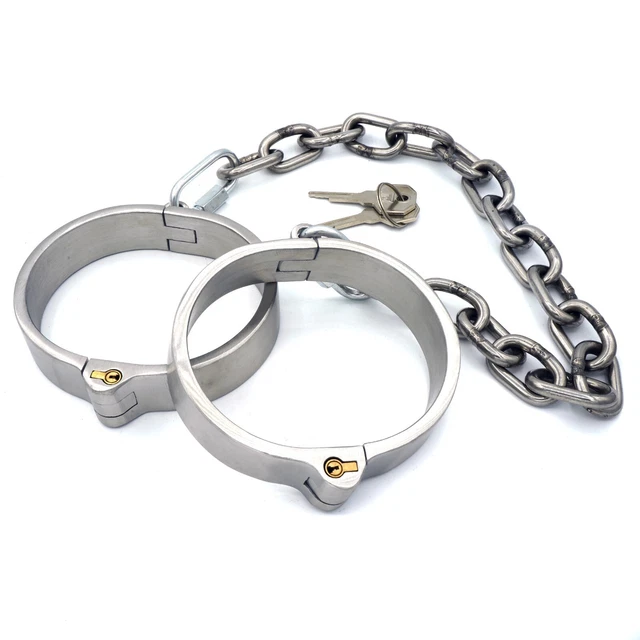 Ferri per piedi pesanti in acciaio inox con catena, chiudibili a chiave